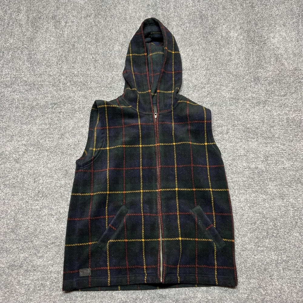 Lauren Ralph Lauren Fleece Vest Womens Medium Plaid Hooded Full Zip Outdoor